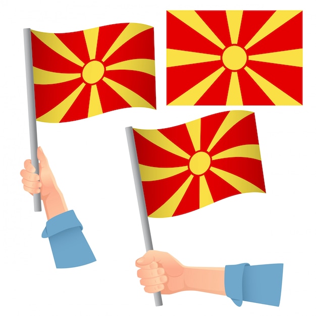 マケドニアの旗を手にセット