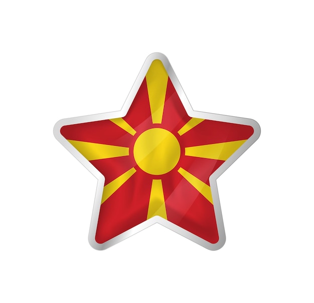 Macedonia flag in star. Button star and flag template. Easy editing and vector in groups.