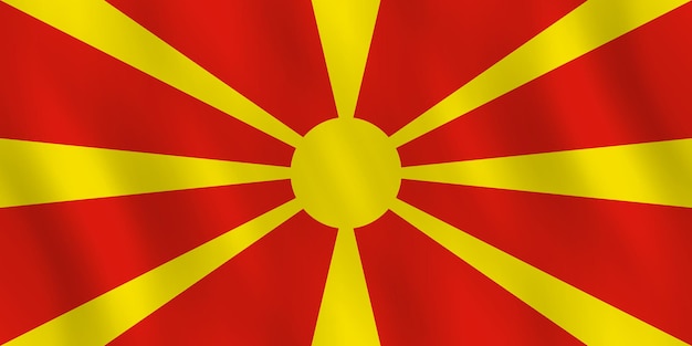 Bandiera della macedonia con effetto ondeggiante, proporzione ufficiale.