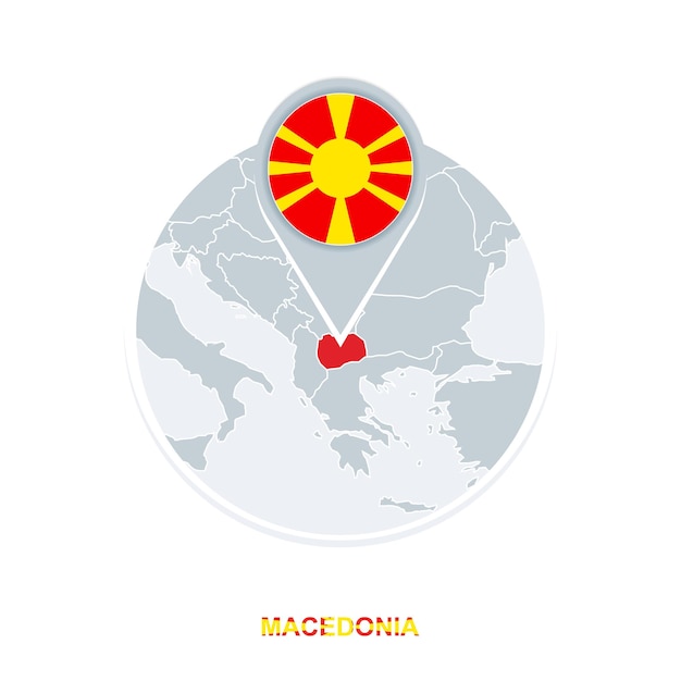 Macedonië kaart en vlag vector Kaartpictogram met gemarkeerde Macedonië