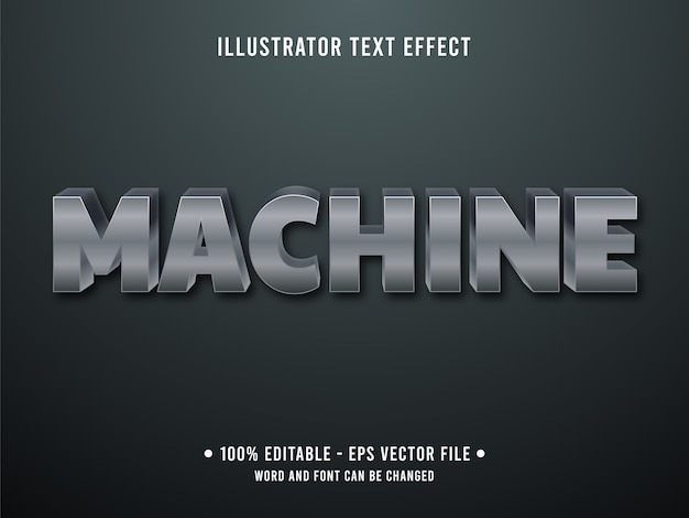 Machine editable text effect modern style with grey steel color