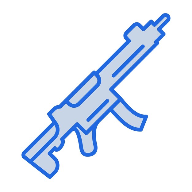 Machine Gun Blue Tone Illustration