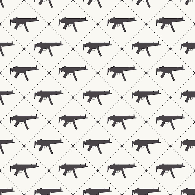 Machine guns pattern pattern on white background. Creative and military style illustration