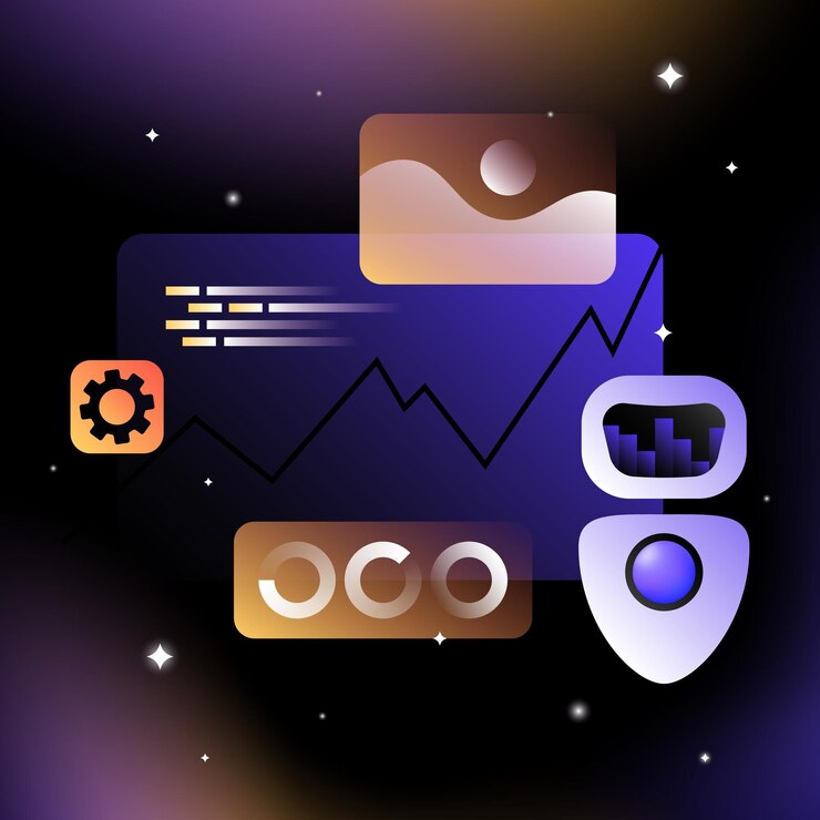 Vector machine learning artificial intelligence illustration conceptual design elements