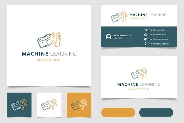 Дизайн логотипа машинного обучения с редактируемым брендингом слогана