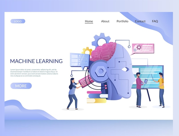 Machine learning vector website bestemmingspagina ontwerpsjabloon