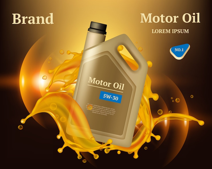 Vector machine oil. engine diesel filter golden yellow drops and splashes vector advertizing placard realistic background