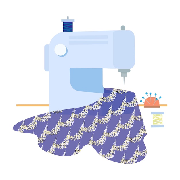 Vector machine for sewing clothes and embroidery. flat design isolated on a white background. vector.
