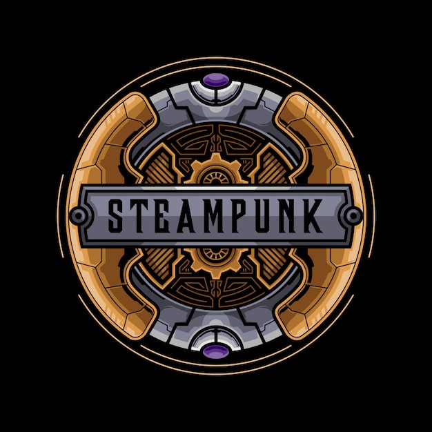 machine steampunk badge ontwerp