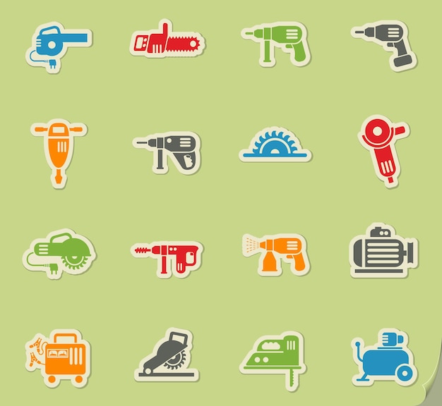 Vector machine tools icon set