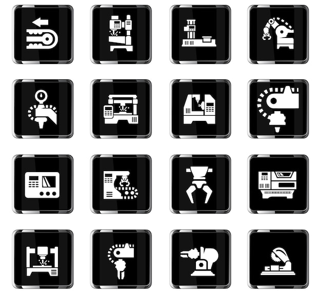 Machine tools vector icons for user interface design