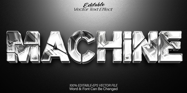 Machine Vector Text Effect Bewerkbare alfabet IJzer Metaal Bewerking Robotic