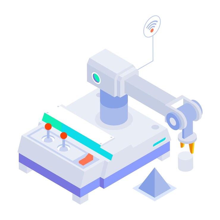 Vector a machine with a sign that says  push  on it