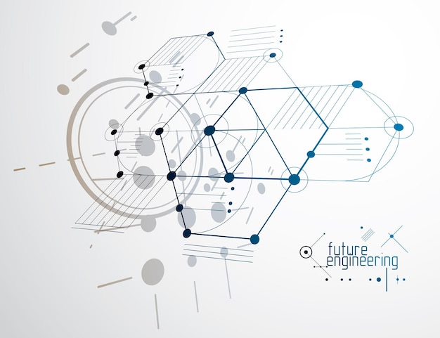 Machinebouw technologie vector abstracte achtergrond, cybernetische abstractie met innovatieve industriële regelingen.