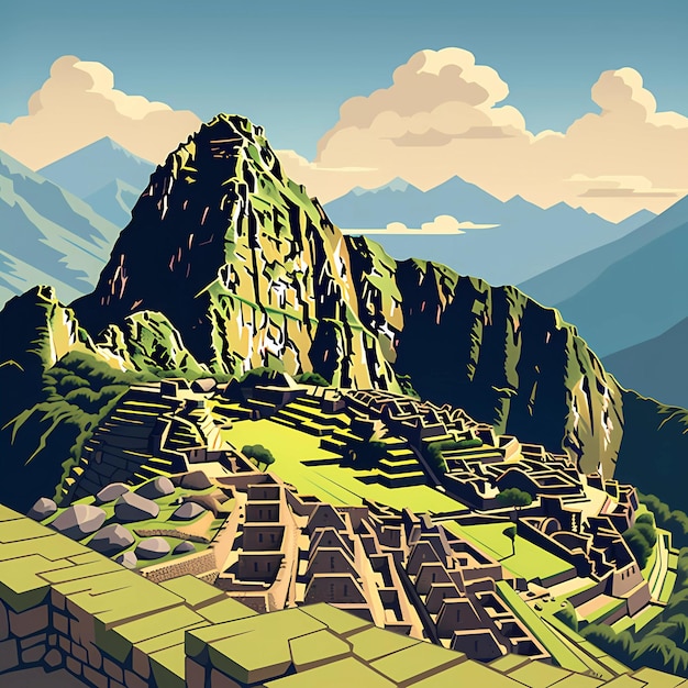 Vector machu picchu in peru