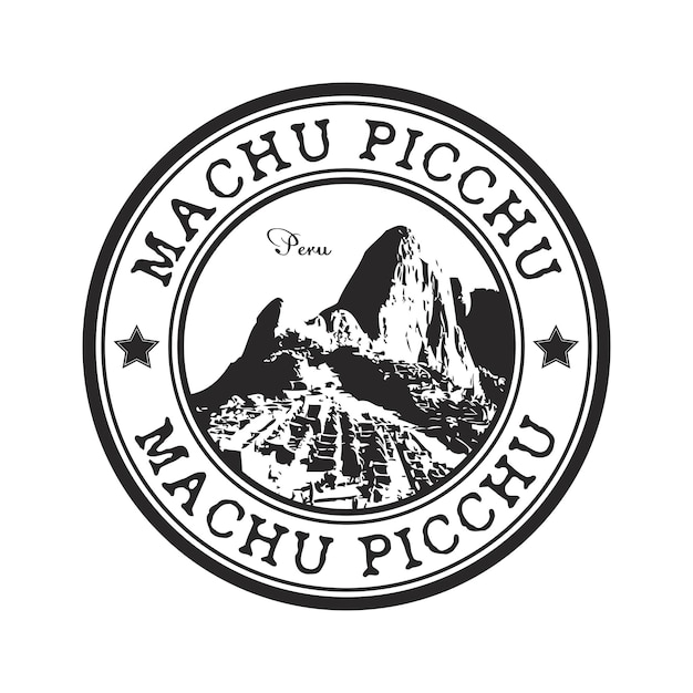 Vector machu picchu round grunge rubber vector stamp