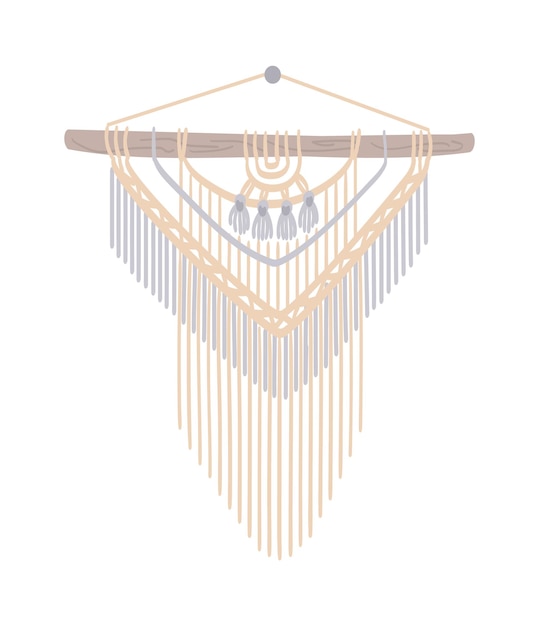 Vettore macrame con frange in stile boho