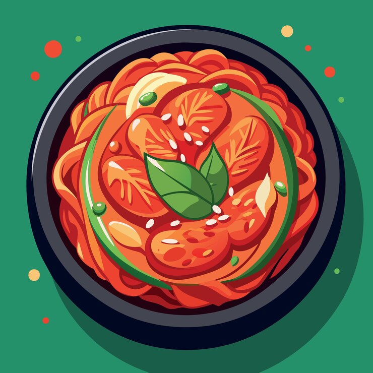 Vector macro view of korean kimchi tasty vegetable