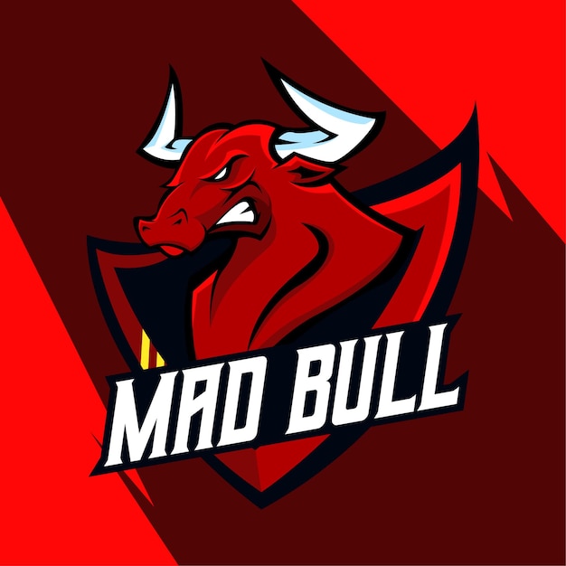 Vector mad bull esport logo mascot vector
