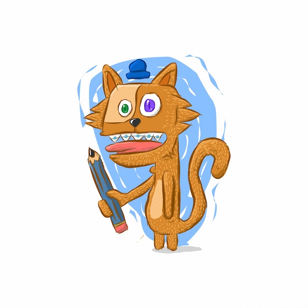 Vector mad cat cartoon character