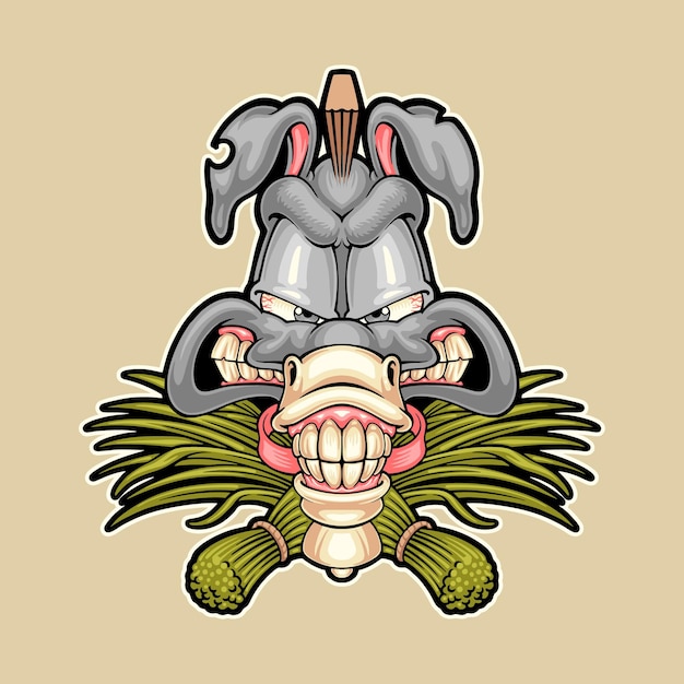 Vector mad donkey cartoon mascot illustration