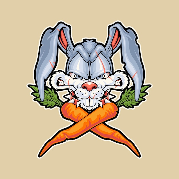 mad rabbit cartoon mascot illustration