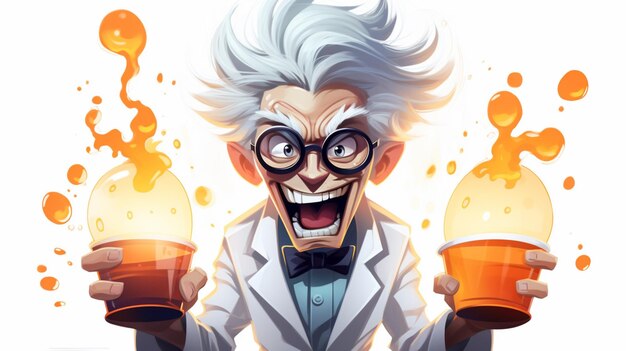 Mad scientist cartoon vector