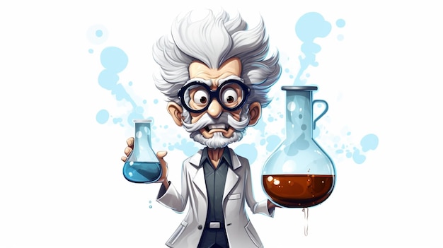 Vector mad scientist cartoon vector