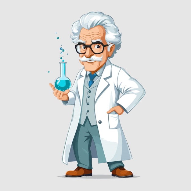 Mad Scientist with Lab Coat vector on white background