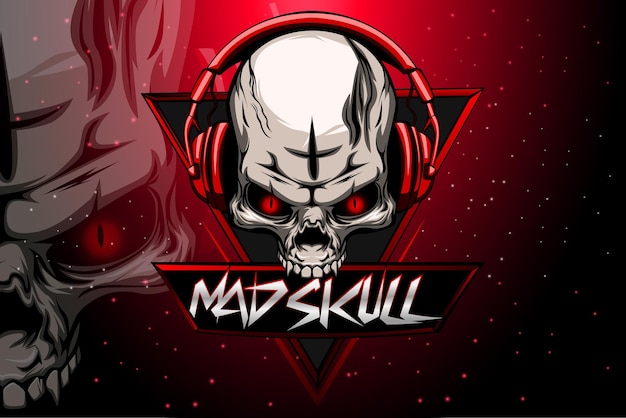 Vector mad skull mascot logo and illustration