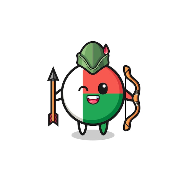 Madagascar flag cartoon as medieval archer mascot