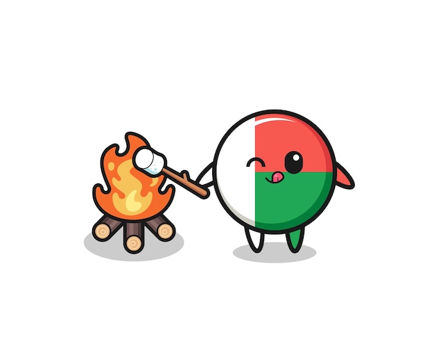 Madagascar flag character is burning marshmallow