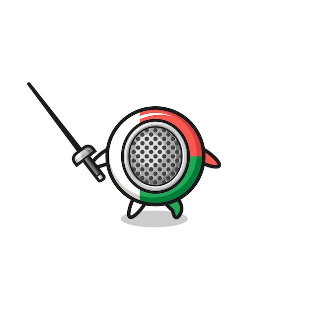 Madagascar flag earth cartoon as fencer mascot