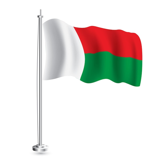 Madagascar flag isolated realistic wave flag of madagascar country on flagpole