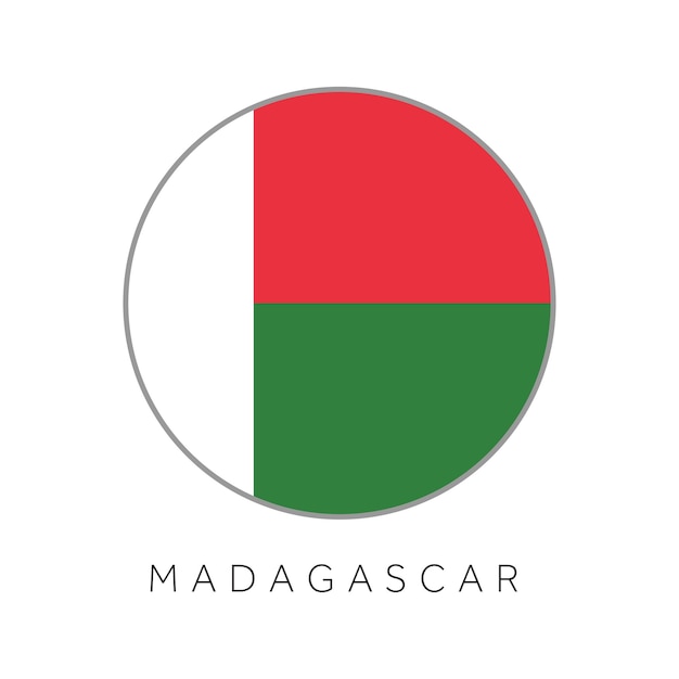 Icona di vettore del cerchio rotondo della bandiera del madagascar