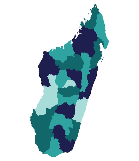 Madagascar map Map of Madagascar in administrative provinces in multicolor