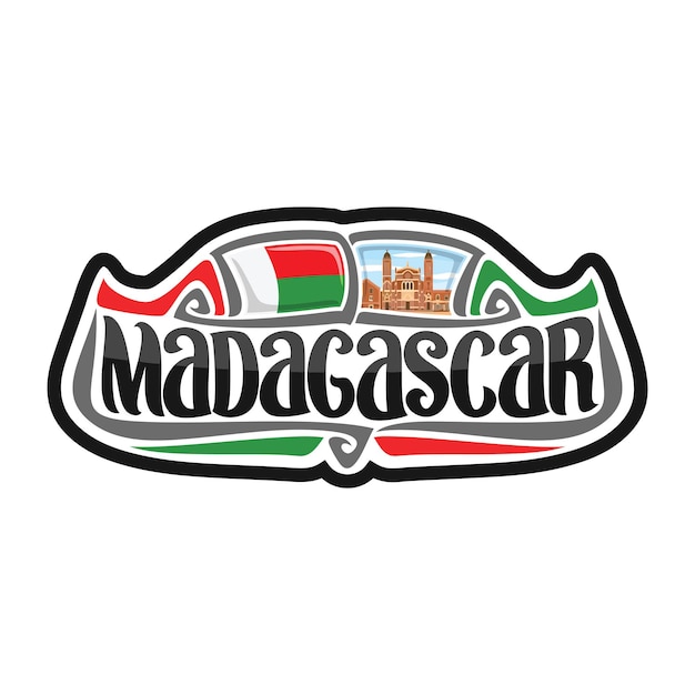 Madagascar sticker flag logo badge travel souvenir illustration