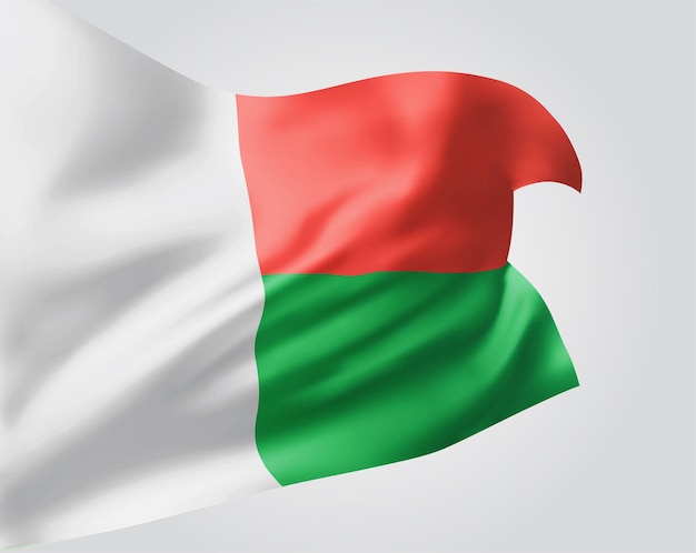 madagascar, vector 3d flag isolated on white background
