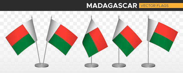 Madagaskar bureau vlaggen mockup 3D-vector illustratie tafelvlag van Madagaskar