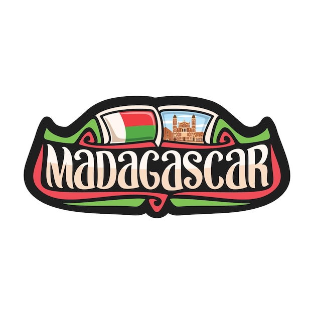 Madagaskar sticker vlag logo badge reizen souvenir illustratie