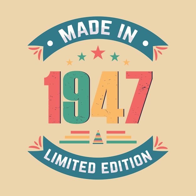 Made in 1947 Limited edition vintage birthday 1947 quote vector design