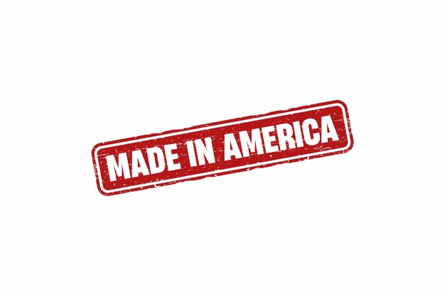 Made in america grunge timbro di gomma. struttura di struttura di colore rosso vecchio vintage