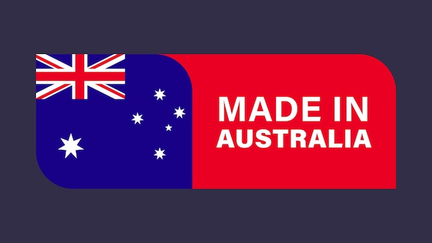 Vector made in australia label banner isolated on monochrome background