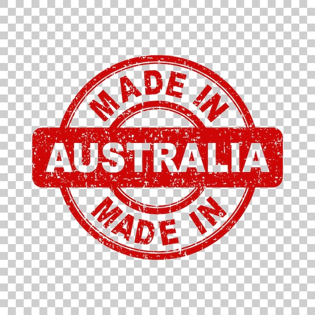Made in australia timbro rosso illustrazione vettoriale su sfondo isolato