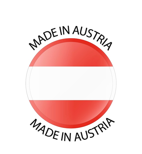 오스트리아에서 만든 3d 버튼 오스트리아 국기가 있는 라운드 레이블
