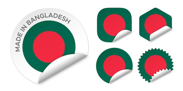 Made in Bangladesh flag sticker labels badge logo 3d vector illustration mockup isolated on white