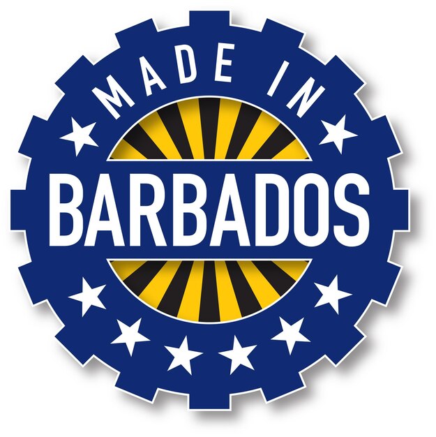 Vector made in barbados flag color stamp. vector illustration