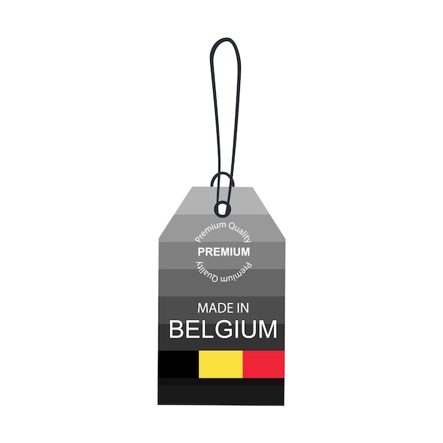 Made in Belgium label with flag isolated on white background Vector