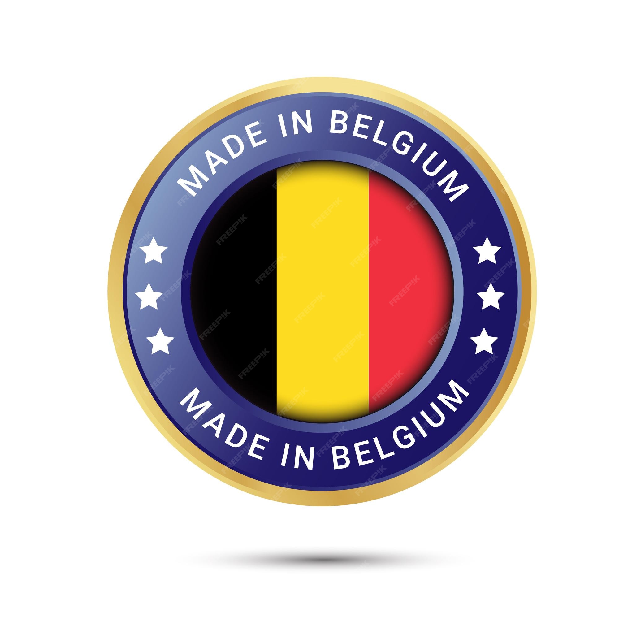 Premium Vector  Made in belgium logo made in belgium flag logo trusts  badge vector design