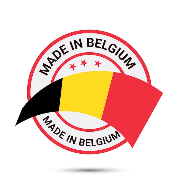 Made inBelgiumのロゴMadeinBelgiumの旗のロゴはバッジのベクトルデザインを信頼しています